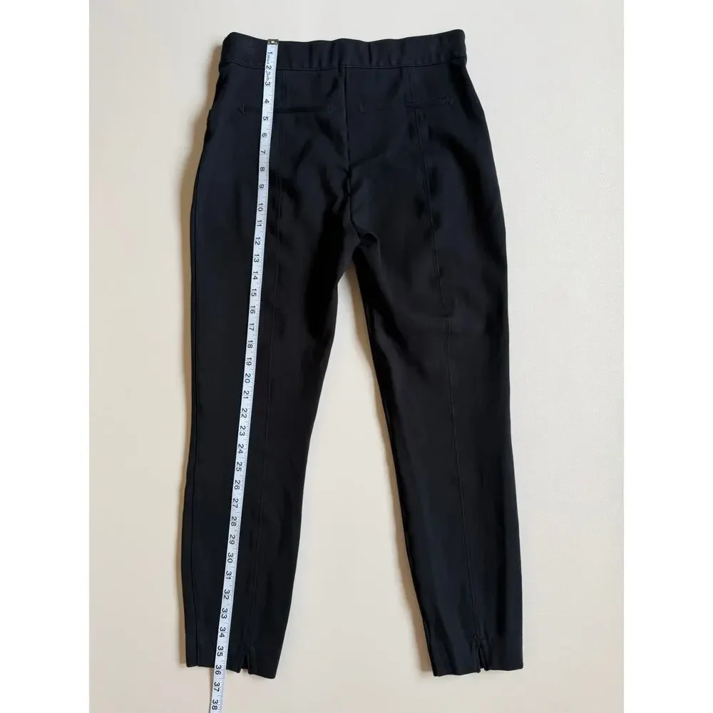 Spanx Women's Black Ponte Slim Pull-On Cropped Straight Leg Pants Size M